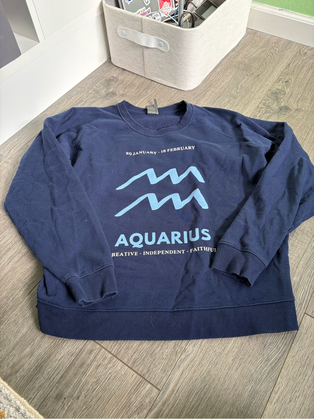 Anthropologie Navy Sweatshirt with Light Blue Aquarius Print
